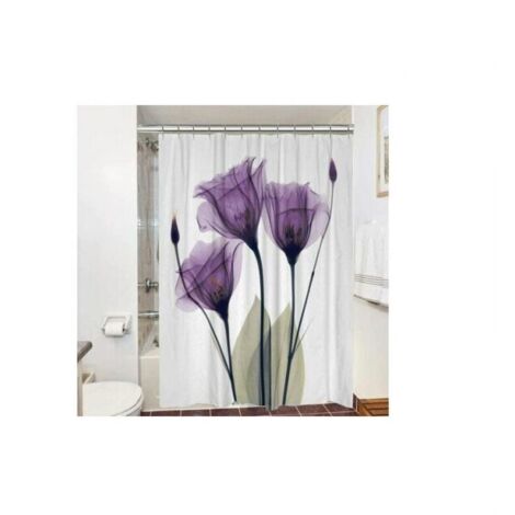Cortina De Ducha Floral Morada Oscuro, Con Rosas Y Mariposas | Meses