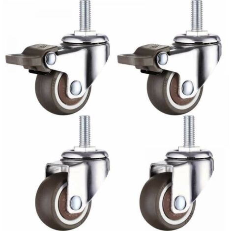 Pack De 12 Ruedas Para Muebles, 25 Mm, Plástico Gris, Fijas (no Giratorias), Soporte Hasta 20 Kg Cada Una