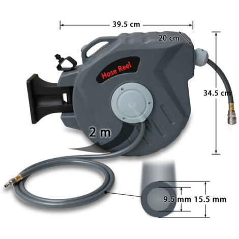 Avvolgitore Tubo Aria Compressa Automatico - 20m, Attacco 1/4, Grigio - Foto 3