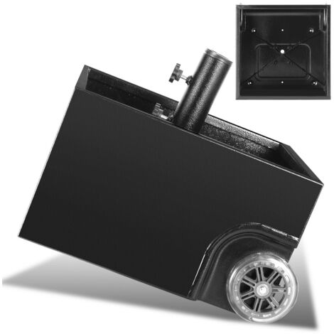 efuturetime Supporto per Ombrellone, Porta Ombrellone a Tubo Regolabile con 3 Anelli di Riduzione in PVC (32/38/48 Mm), Base Ombrellone con 8 Chiodi in Acciaio, Nero