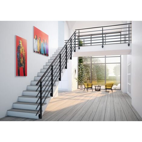 Sogem – Garde-corps en aluminium noir RAL 9005 – Fixation latérale – Longueur 150 cm – Résistant aux intempéries – Installation facile - RAL9005