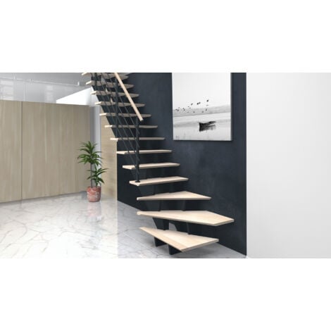 Escalier BIAX 1/4 TOURNANT GAUCHE - avec rampe