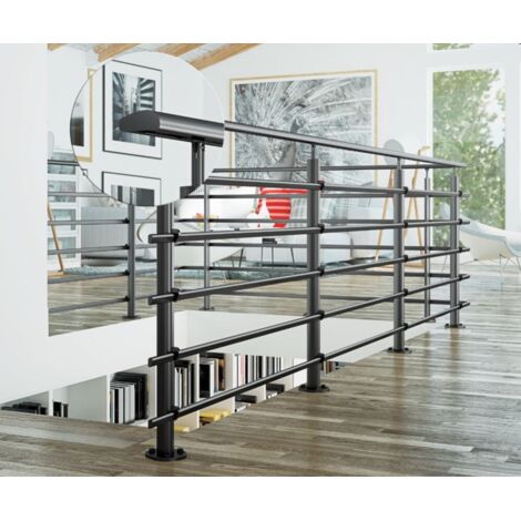 Garde-corps en aluminium noir RAL 9005 – Longueur 150 cm – Fixation au sol – Résistant aux intempéries – Installation rapide – Sogem - RAL9005