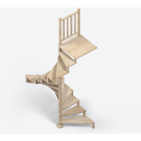 Sogem – Escalier en colimaçon sapin Ø140cm – 14 marches – Installation facile en un week-end – Accès pratique aux combles
