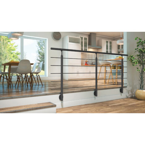 Garde-corps CLEAN BLACK - fixation latérale - RAL 9005 - 150cm