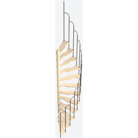 Sogem – Escalier en colimaçon Saturne 120x60cm – Bois de pin non traité – Rampe en métal laqué noir – Pour espaces restreints