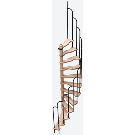 Escalier gain de place en colimaçon 140x70cm – Bois hêtre – Hauteur maximale 299cm – Pour mezzanines et greniers – Sogem