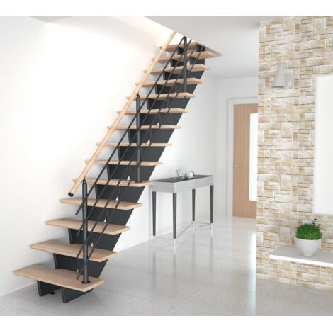 Escalier droit sur mesure à limon central en kit prêt à poser | Stairkaze Z1 - Kozac