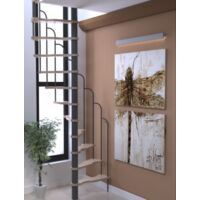 Sogem – Escalier en colimaçon 120 x 60 cm – Marches en hêtre multiplex verni – Rampe métal laqué gris – Ajustable pour espaces restreints