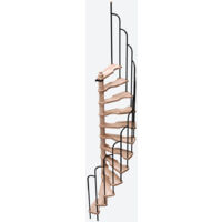 Sogem – Escalier en colimaçon SATURNE 140x70cm – Hêtre et métal laqué noir – Praticabilité maximale pour espaces confinés – Ajustable à la hauteur