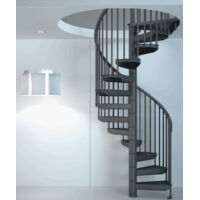 Sogem – Escalier en colimaçon métal thermolaqué gris anthracite Ø140cm – Large marches confortables – Hauteur ajustable jusqu'à 300cm