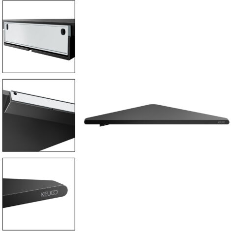 Tablette d'angle pour douche à coller ou à percer KEUCO Rose, made in Germany, noir mat, kit de collage inclus, étagère d'angle, fixation murale