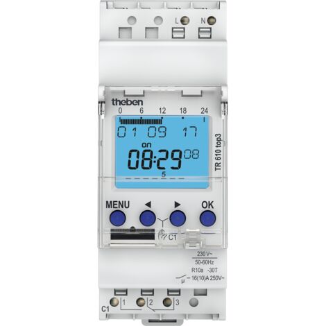 Theben – Interrupteur horaire programmable 230V AC – 16A – Montage sur rail DIN – 56 emplacements mémoire – Compatible Bluetooth - X964791