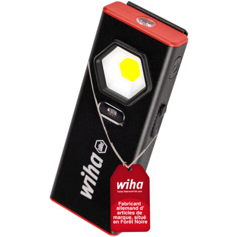 Wiha Lampe portative 1 200 lm I avec capteur ON/OFF I baladeuse avec variateur d’intensité I lampe portative LED sans fil I rechargeable par USB-C I 10 h d’autonomie (45699) (1/5)