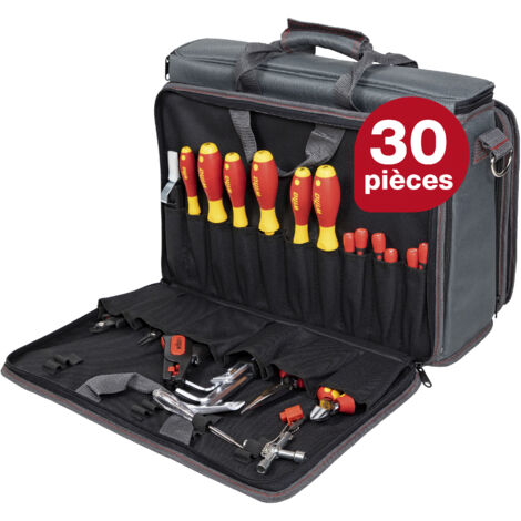 Wiha Jeu d’outils pour technicien de maintenance, 30 pièces avec trousse I Jeu d’outils pour électricien I VDE (43879)