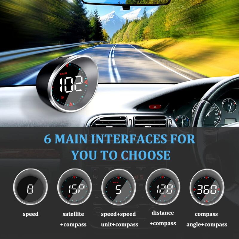 Eventerde Compteur De Vitesse Holographique Pour Voiture | Projecteur HUD Pare-brise | Alerte Excès De Vitesse & Fatigue | Connexion OBD/USB GPS