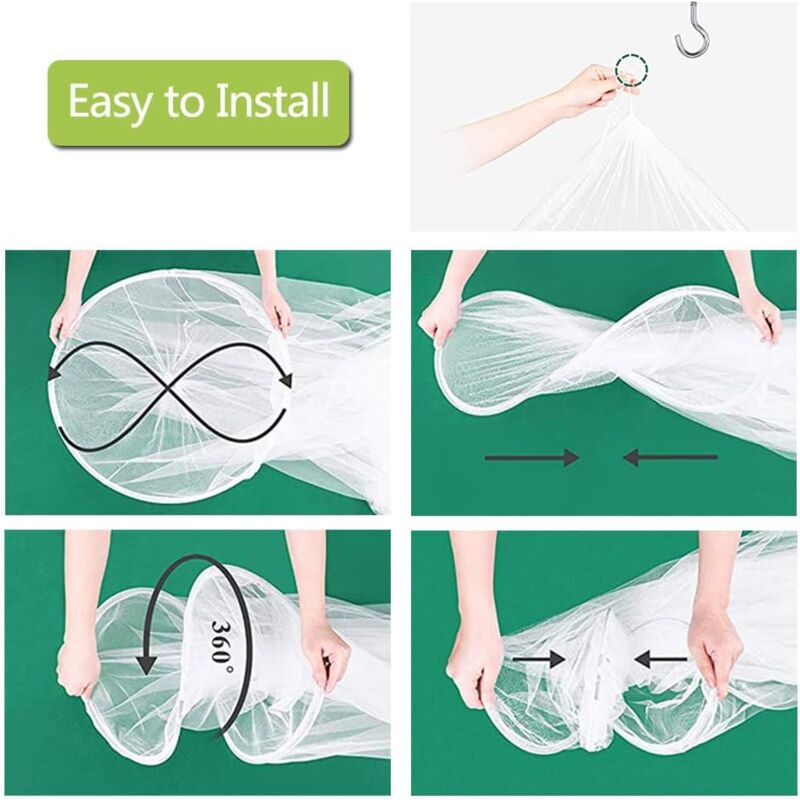 Moustiquaire Baldaquin Ronde Anti-Insectes – Filet Lit Bébé Enfant, Polyester Haut Qualité, Installation Facile, Diam. 60 Cm × H 250 Cm × L 1200 Cm, Blanc