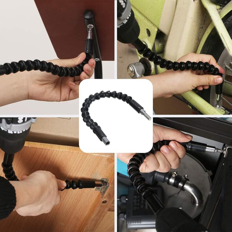 Lot De 4 Rallonges Flexibles Pour Perceuse/Visseuse - Tige Hexagonale 1/4'' - 200mm Et 300mm (Aimantées)