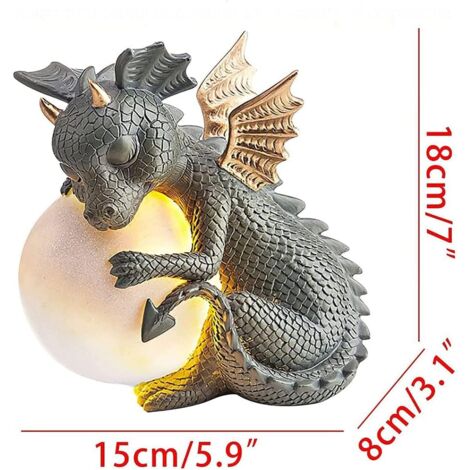 Dragon Nénuphar Avec Lumière Solaire LED - Décoration Extérieure Fantastique Pour Jardin, Terrasse, Balcon - Figurine Résine Peinte à La Main 27x12x13 Cm - 9