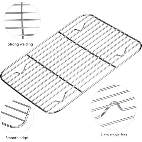 Plaque De Cuisson Acier Inoxydable Avec Grille De Refroidissement 26x20,5cm - Set Pâtisserie Anti-Adhésif