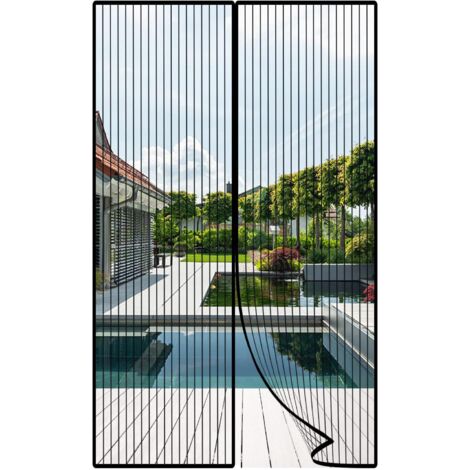 Porte Moustiquaire Magnétique 148 X 154 Cm Moustiquaire Enroulable Automatiquementfermé Rideau Anti Mouche Pour Window And Door, Noir