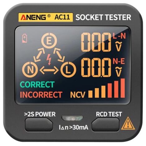 Testeur de Tension Affichage LCD numérique Testeur de Prise Intelligente Prise EU Détecteur RCD