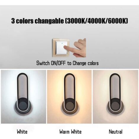 Applique Murale LED Intérieur 12W,Lampe Chevet Murale Dimmable Rotatif à 330 ° Moderne Design Éclairage pour Chambre à Coucher Maison Couloir Salon Escalier [Classe énergétique E]