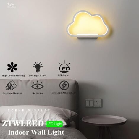 Applique Murale Interieur, Applique Murale LED Design Minimaliste Forme de Nuages, Réchauffement de la lumière,Applique Murale Enfant Chambre(Blanc)