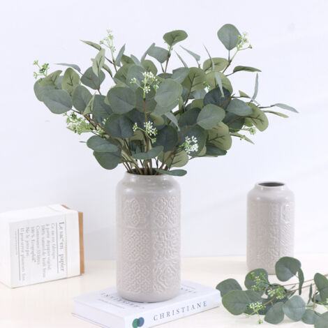 NeoL'artes 6 Bouquets Eucalyptus Artificiel 66cm - Plantes Faux Pour Décoration