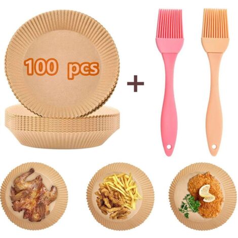 Papier Sulfurisé Pour Friteuse à Air Chaud, 100 Pièces De 20-24cm Imperméable Et Résistant à L'Huile. Antiadhésif. Jetable Papier Parchemin Carré Pour Friteuse à Air Chaud, Four Et Gril