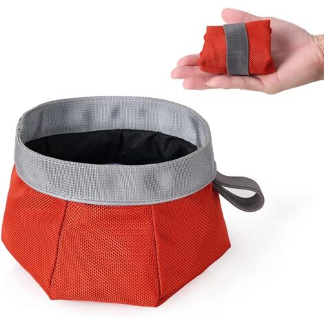 1 gamelle de voyage pliable rouge pour chien d'un diamètre de 17.5 cm