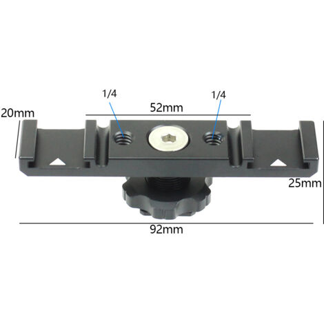 Adaptateur Support Griffe 3 En 1 Pour Appareil Photo - Alliage Aluminium, Trous Vis 1/4 Et 3/8, Extension équipement