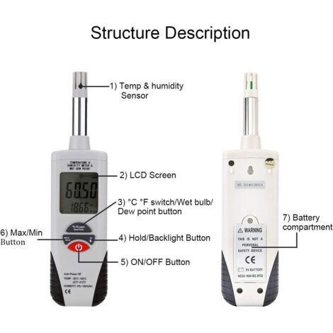 Psychromètre Numérique - Mètre D'humidité De La Température De ...