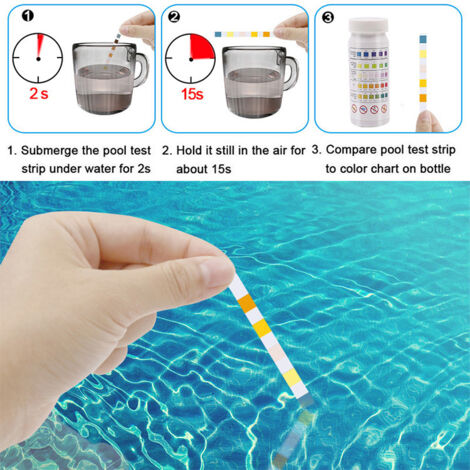 150 Bandelettes Test Piscine 3 En 1 - PH, Chlore, Alcalinité - Pour Piscine, Spa, Jacuzzi - Mesure Rapide Et Fiable