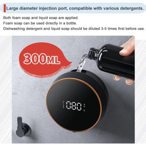 Distributeur De Savon Automatique Sans Contact - 3 Vitesses, IPX5, 280 Ml, Rechargeable - Parfait Pour Salle De Bain, Cuisine, Hôtel - 7