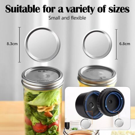 Scelleuse sous vide, scelleuse sous vide pour bocaux de conservation, kit de scelleuse de bocaux Mason électrique avec 10 couvercles, scelleuse sous vide avec affichage LED pour bocaux de conservation