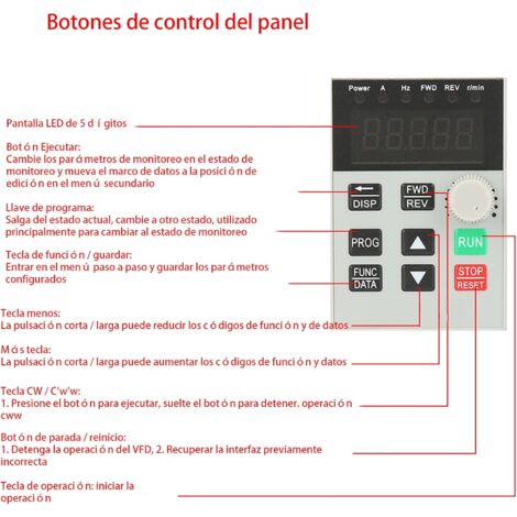 Onduleur d'Entraînement 220 V, Contrôleur de Vitesse VFD à Entraînement à Fréquence Variable pour Moteur à Courant Alternatif Monophasé de 1,5 KW