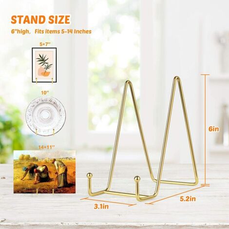 Supports De Présentation En Fer Doré Mocoosy - Lot De 2, 4 Pouces, Pour Assiettes, Photos, Livres, Décoratifs