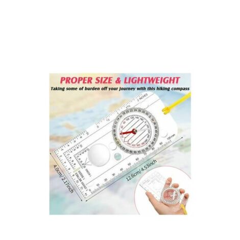 Boussole De Navigation Skylety – 12,5 X 6 Cm, éléments Luminescents, Déclinaison Ajustable, Acrylique Robuste – Pour Randonnée, Expédition, Orientation Et Survie