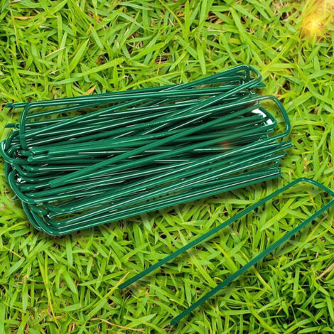 Glarks Kit 201 Agrafes Piquets Jardin - 100 Agrafes U 15.2 Cm + Joints + Crochet Pour Gazon, Clôture Et Paysagisme
