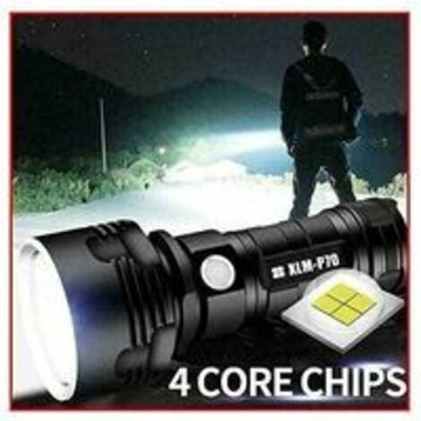 Lampe Torche LED Shadowhawk XHP70 Ultra Puissante 450 000 Lumens - Rechargeable Gris Clair