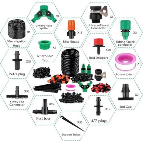 Kit Irrigation Goutte à Goutte Automatique BARAKYEG 189 Pièces - 40m Tuyau + Accessoires Complets Pour Jardin, Balcon & Plantes