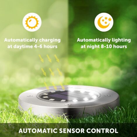 4 Lampes Solaires Extérieur Spots Encastrables Acier Inoxydable - Éclairage Jardin étanche, LED Autonome, Pour Allée, Terrasse Ou Pelouse, Installation Facile