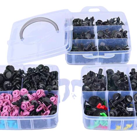 Kit De 195 Clips Plastique Pour Voiture - Rivets De Fixation Universels Pour Panneaux, Portes, Pare-chocs - Avec Outil De Démontage - 9
