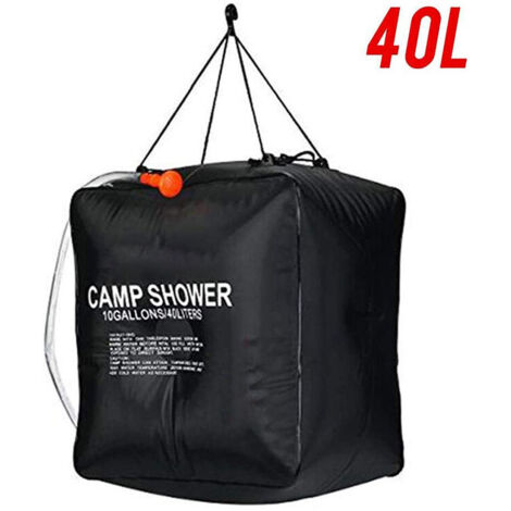 FiNeWaY Premium 20L Chauffage Solaire Camping Douche Eau Chaude Avec Température Thermomètre 45°C - Tuyau Amovible On/Off Tête - Pour Camping Randonnée Bain Eté Jardin Douche 5 Gallons