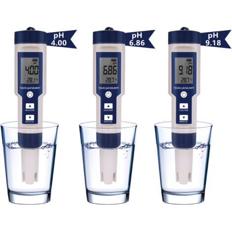 Nekano Testeur PH Mètre électronique, TDS&EC Mètre Température, 4 En 1 Testeur De Qualité De L'eau Avec Écran LCD, Auto-Calibration, Test Pour Piscine Aquarium Laboratoire
