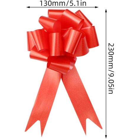 Nœuds Rubans Décoratifs Pour Gâteaux - Lot De 8 Toppers Satinés Sur Piques | Accessoire Pâtisserie Rouge