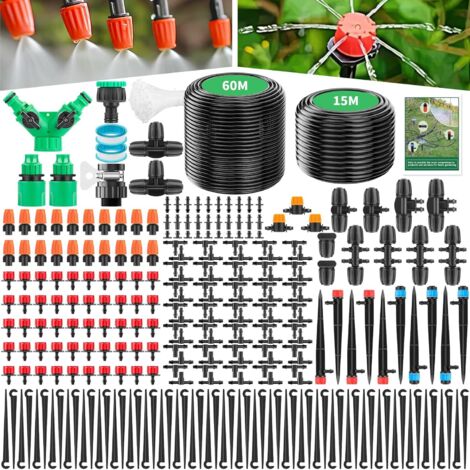 Fortuneville Kit de système d'irrigation automatique de 20 m, système d'irrigation goutte à goutte pliable à 360 ° avec 20 buses de brumisation réglables, buse en cuivre atomisante pour terrasse, jard (1/5)
