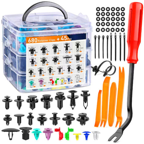 TrAdE Shop Traesio - Kit 40pz Clip Per Parafango In Plastica Rivetti Paraurti Viti Di Fissaggio Auto 66113798