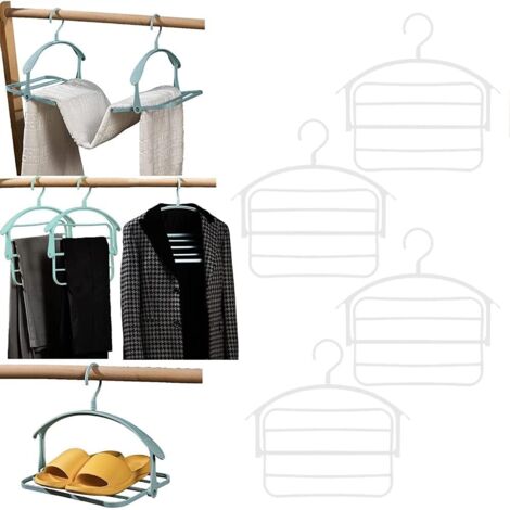 10 Ganci Multipli In Acciaio Inox Per Appendere Vestiti - Salvaspazio Orizzontale E Verticale - Porta Abiti Per Armadi E Dormitori - Capacità 21 Kg